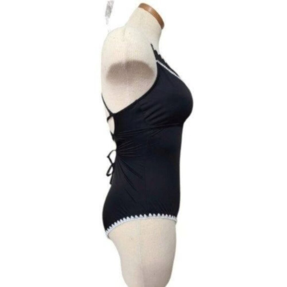 Bar III Women's black/White One-Piece Swimsuit Size L - Picture 6 of 12